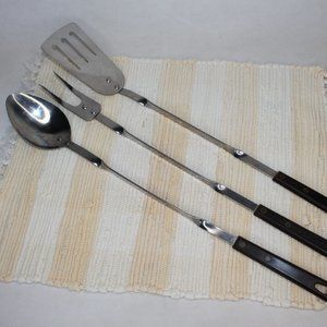 VTG STANHOME STAINLESS 3 PIECE BBQ TOOLS SET FORK SERVING SPOON SLOTTED SPATULA